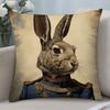 Retro Rabbit Portrait Pillow Case Short Plush Pillow Covers Sofa Decorative Gift Home Double-Sided Printing Cushion Cover
