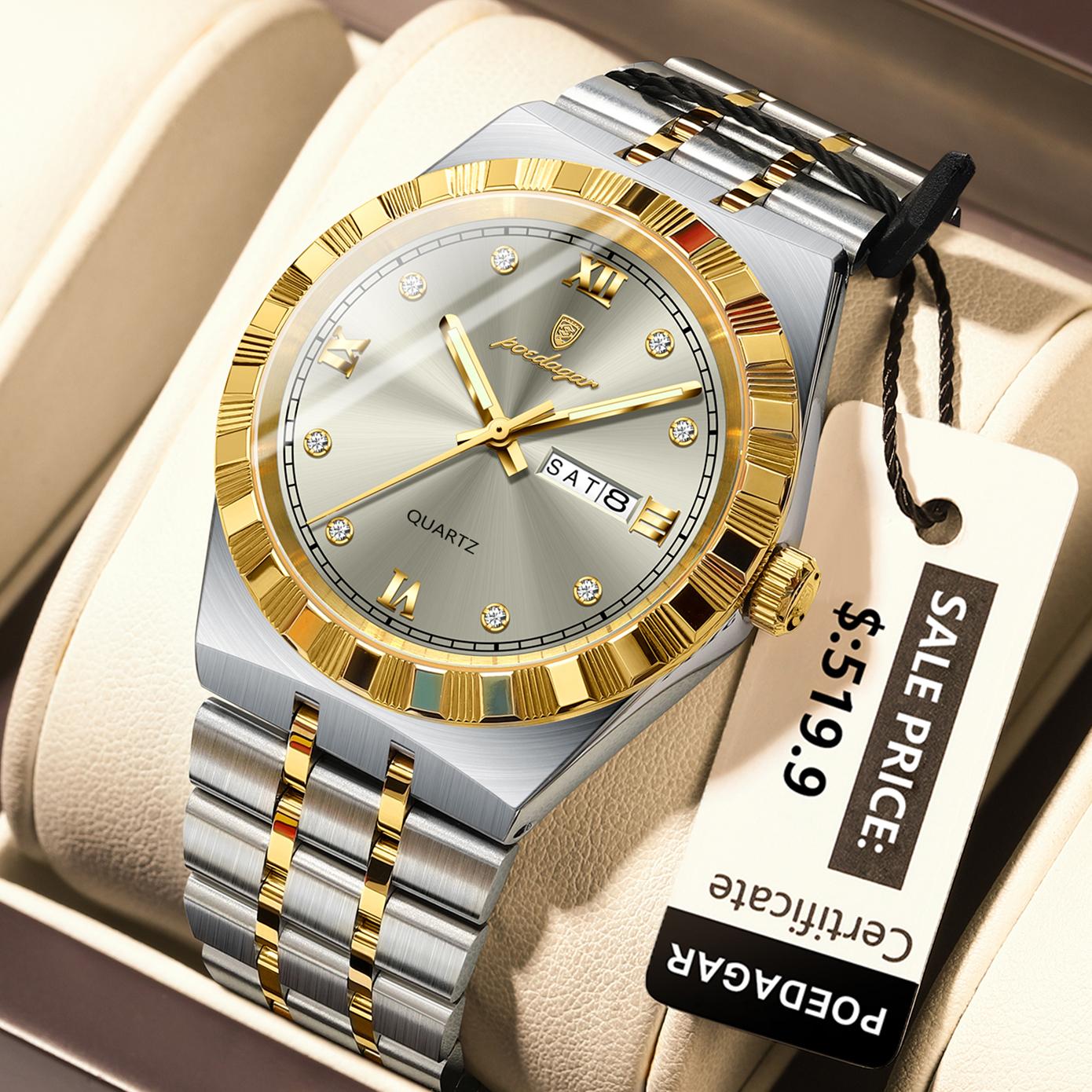 Men s Stainless Steel Bracelet Waterproof Wrist Watch Luminous Quartz Men s Reloj Watch 872