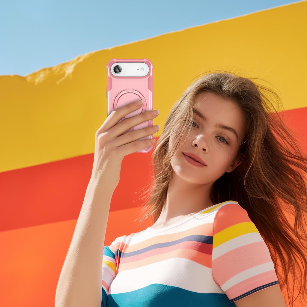 For iPhone 17 Air Case Compatible with MagSafe Kickstand TPU+PC Shockproof Phone Back Cover