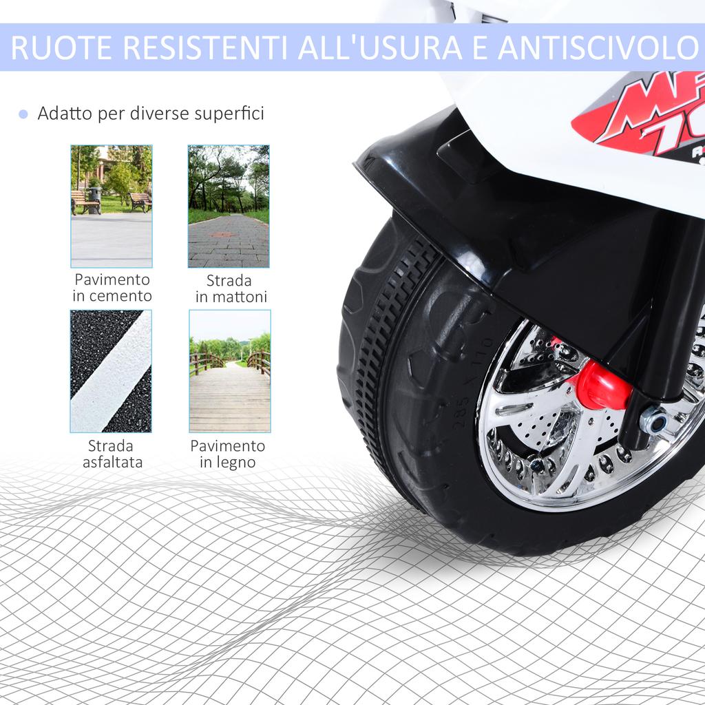 Electric Motorcycle for Children from 3-5 Years Electric Toy Moped 3 Wheels with Music, Speed 3KM/h, Lights 112×51×72.5cm