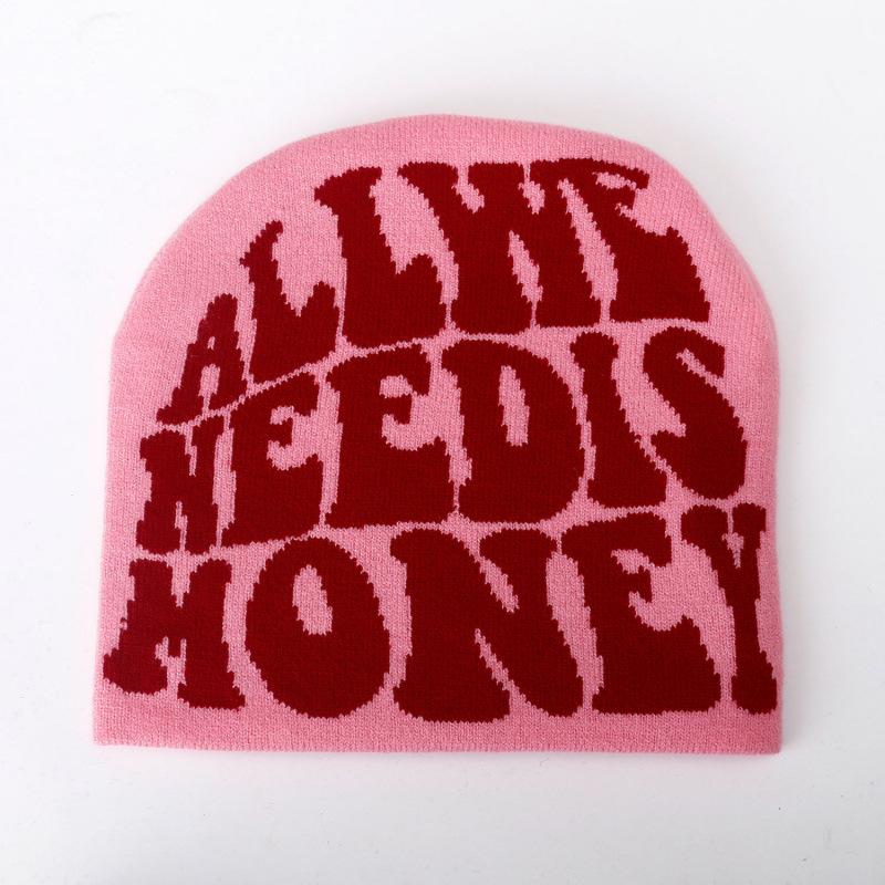 New Men's and Women's Y2K Wool Pullover Hat Jacquard Letter Personality Fashion Hip Hop Knitted Hat Hat