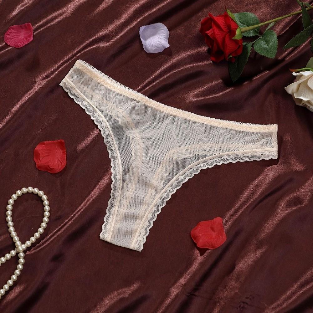 Transparent Mesh Briefs Women Low Waist Romantic T Panties Mesh Sheer Lace Thong  Ladies Girls Gift