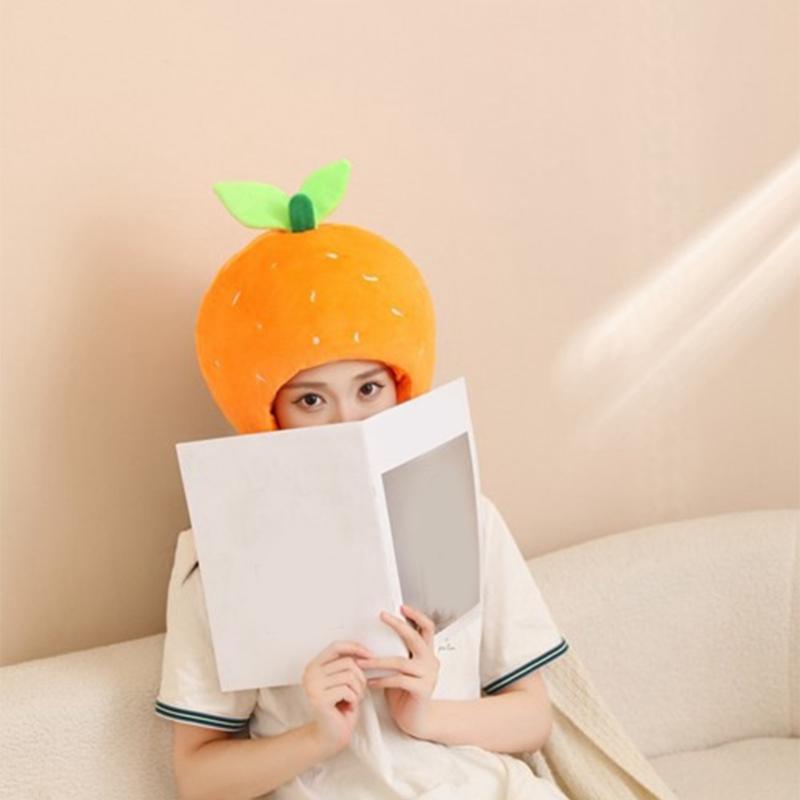 Ny Rolig Satsumas-Huvudbonad Plysch Satsumas-Hatt Tecknad Frukt-Huvudbonad Hatt Fotorekvisita för Kvinnor Män Gåvor