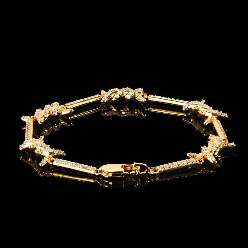 

Европейский и американский хип-хоп браслет на проволочной цепочке 2,5 мм с микроинкрустацией цирконом, японское слово, пряжка, тонкий браслет-цепочка с шипами 20cm