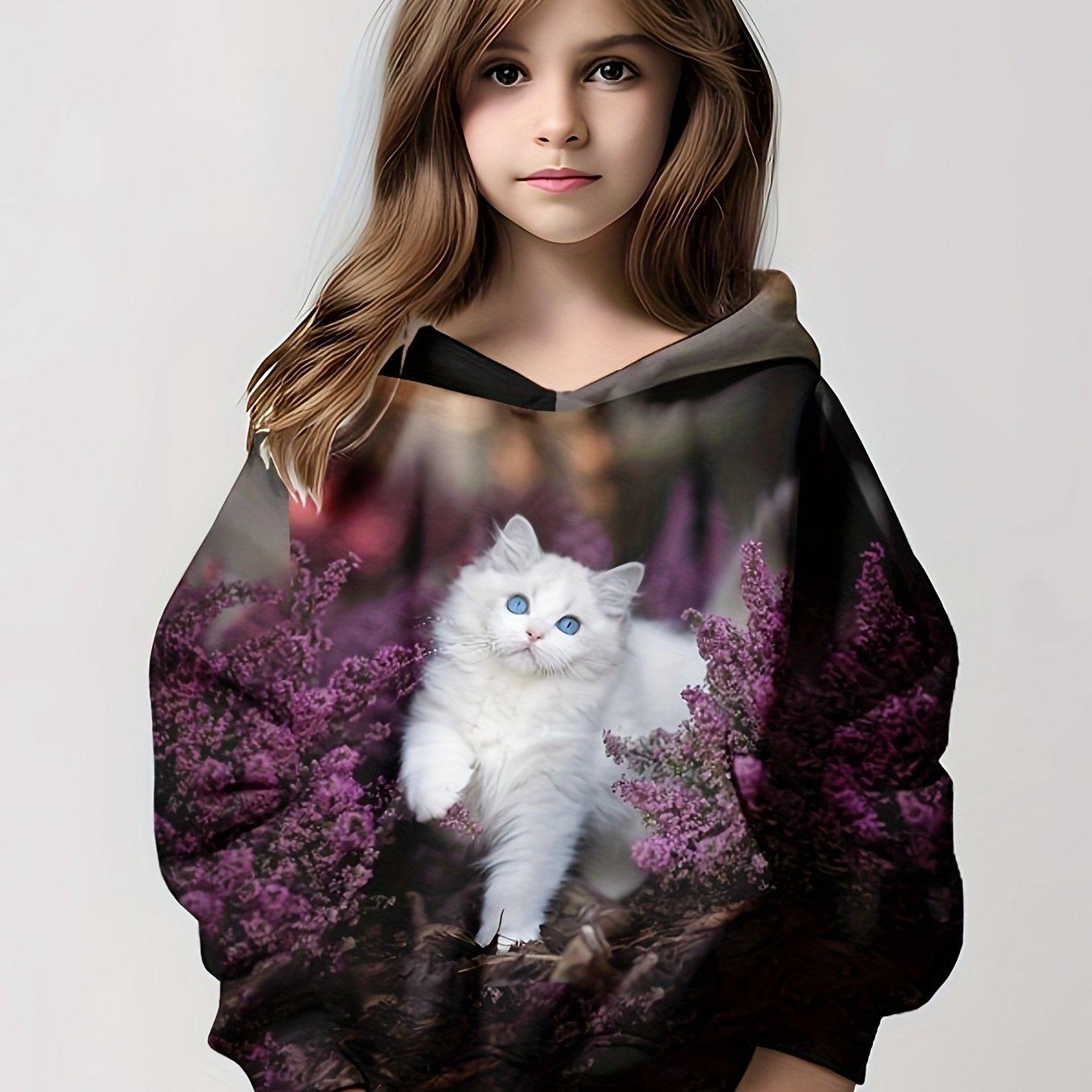 

Детская одежда Толстовки с капюшоном Детский топ с длинным рукавом Повседневный 3D-принт с животными Модная одежда для девочек Лето-Осень Одежда для девочек 130