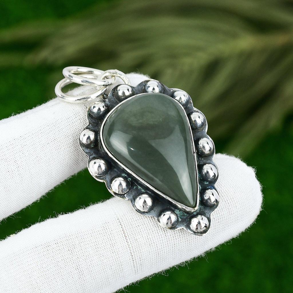 Pear Polychrome Jasper Stone 925 Sterling Silver Anniversary Birthday Pendant