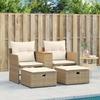 Divano da Giardino a 2 Posti con Pouf in Polirattan Beige