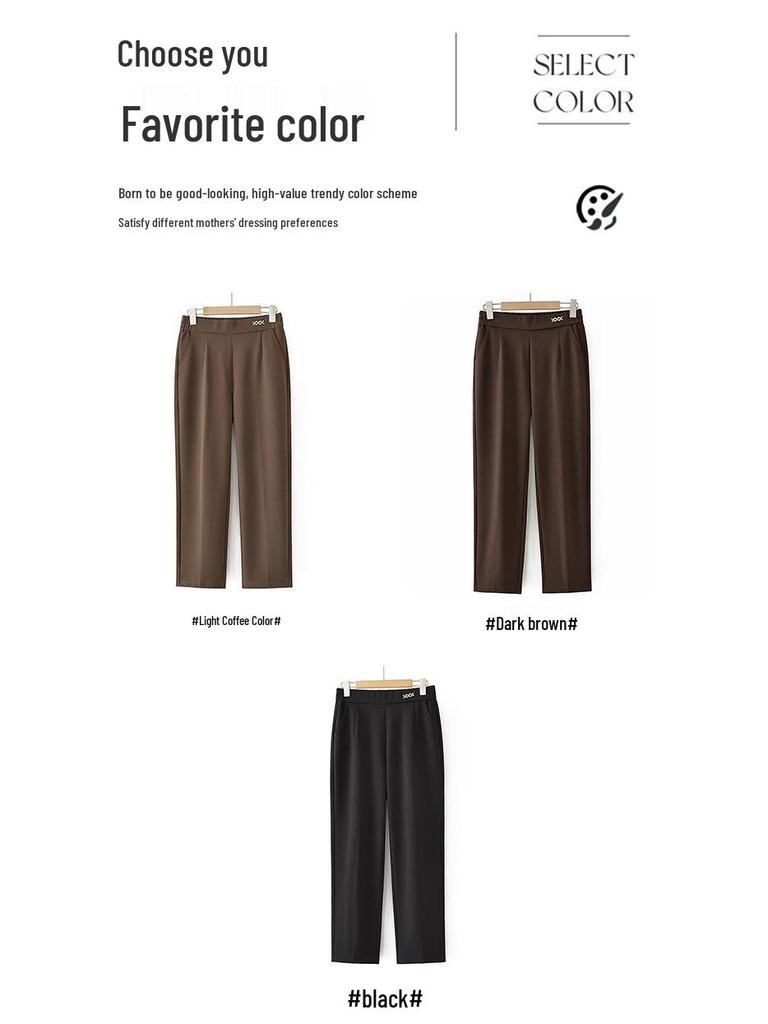Mom's High Waist Casual Straight Leg Pants for Spring & Autumn - Plus Thick Loose Velvet for Middle-Aged & Elderly Women