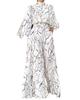 2026 Women's Elegant Waist-Cinching Long Sleeve Halter Jumpsuit with Lace-up and Print