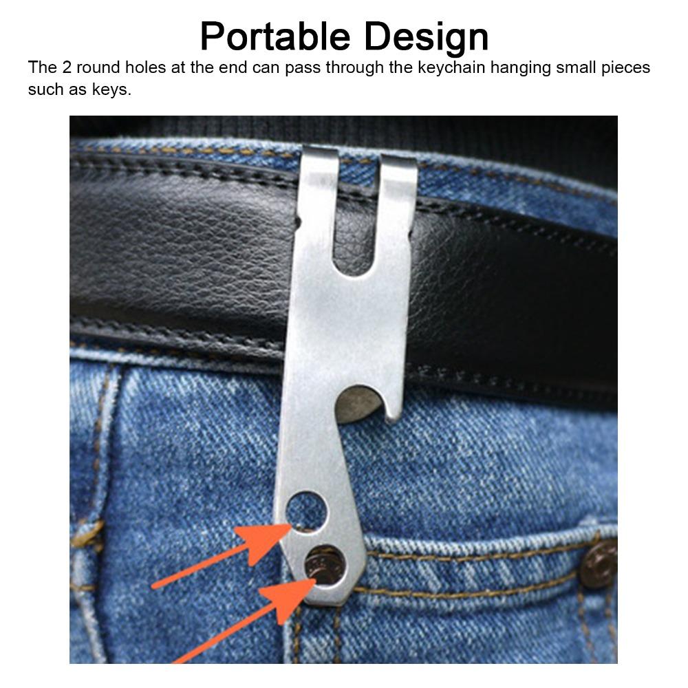 Durable Stainless Steel Suspension Belt Clip With Rubber Ring Compact Belt Clip Double-Sided Keychain Clip Hiking