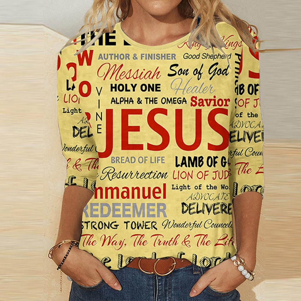 Rundhals 3D Kreative Buchstaben Elemente Bedrucktes Top Modische Lässige Langarm Damen T-Shirts