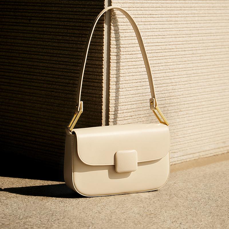 

Mrs. Qiao Women s Bag 2025 New Single Shoulder Underarm Bag High-end Crossbody Bag White Summer Genuine Leather Women s Bag Long21.5CM、Wide5CM、Hi