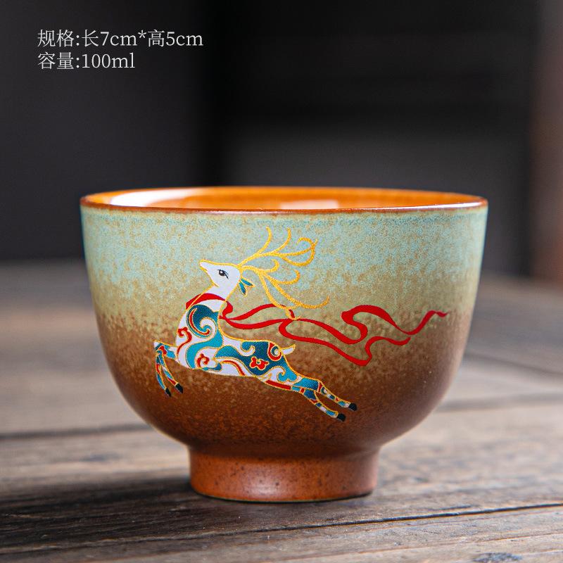 Čínská keramická čajová terina, Kungfu čajový šálek, Zařízení na přípravu čaje, Starověká keramika, Čajové nádobí, Vintage Dřevopal Sancai Gaiwan