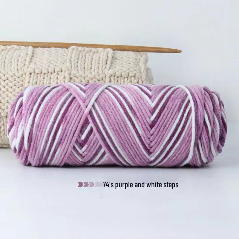 8-Strand Cotton Wool Yarn for Scarf DIY - Thick, Soft Thread with Silk Elements
