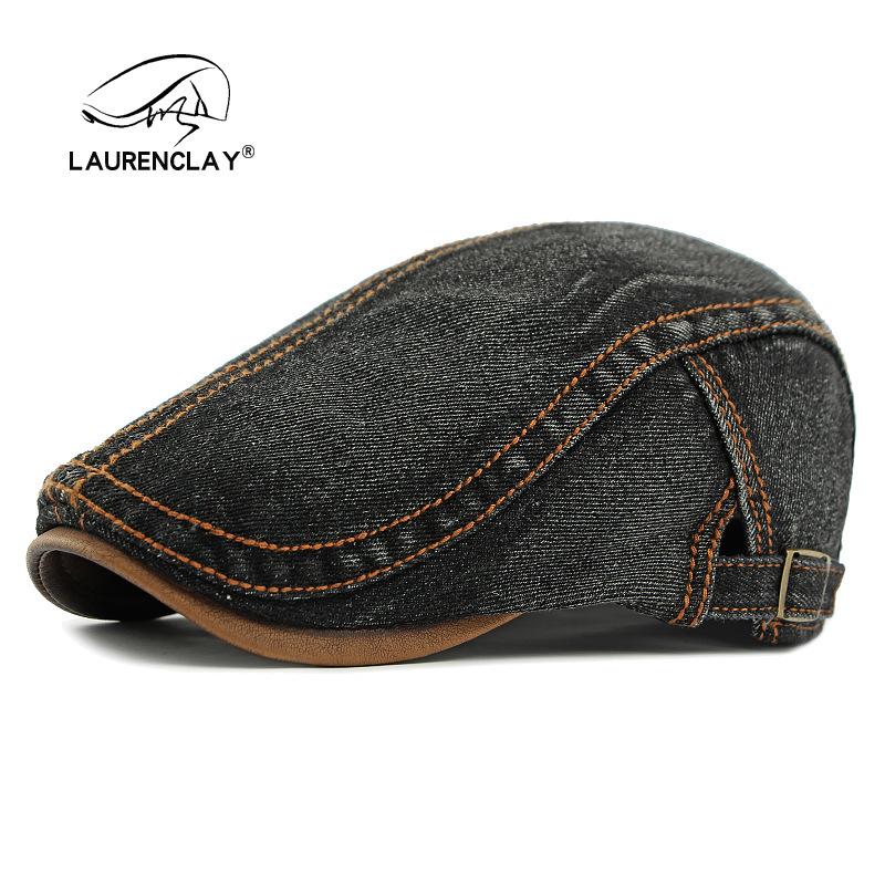 

1pc Spring New Washed Denim Newsboy Caps Hat Men s Beret British Retro Cap Women s Casual Forward Hat for Daily Wear,parties One Size чорний