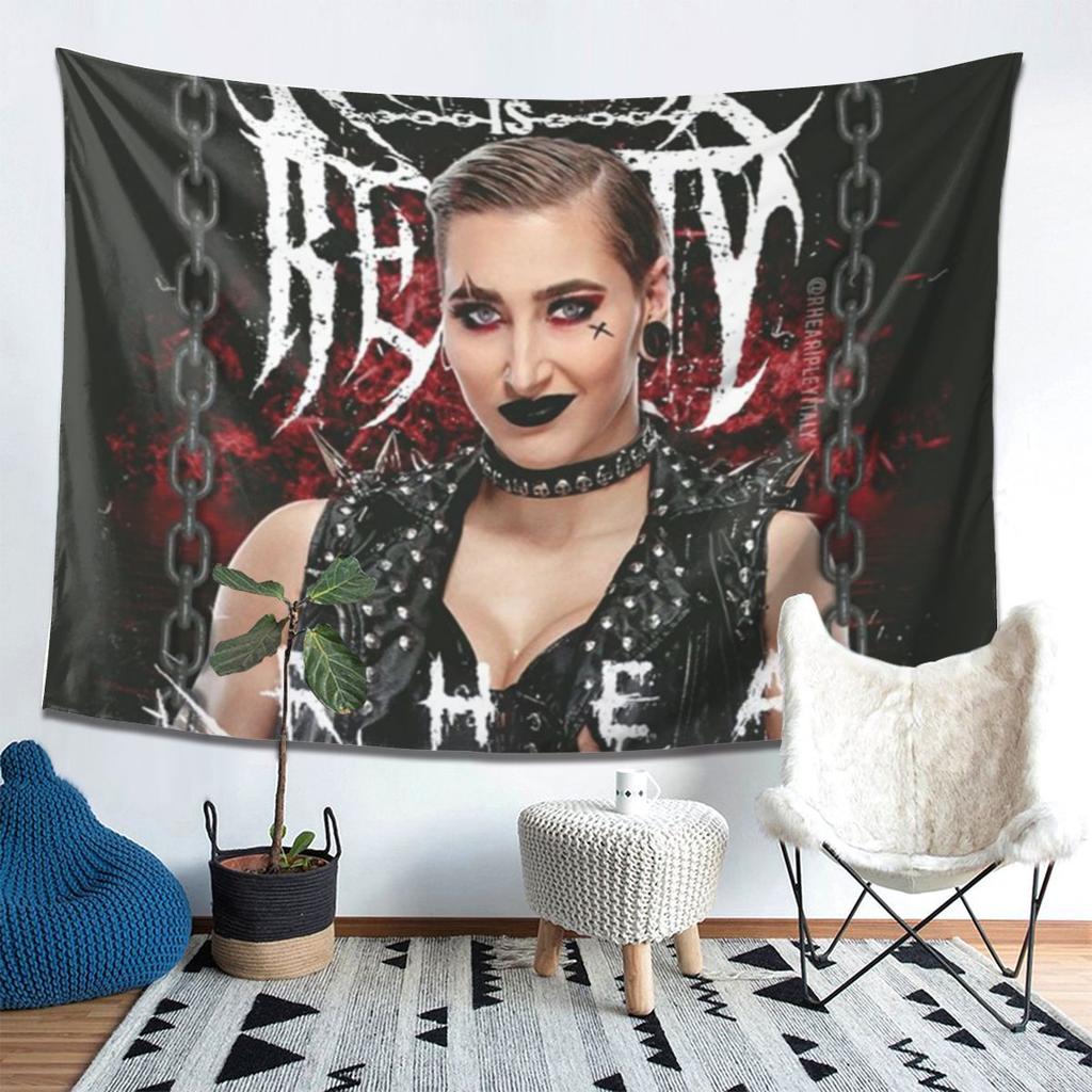 She Is My Mami Rhea Ripley Bootleg Wrestler Tapestry Wall Hanging Aesthetic Home Decor Tapestries for Dorm Room