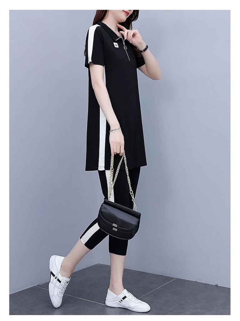 Set di Abbigliamento Sportivo Estivo da Donna Taglie Forti: Polo & Pantaloni Corti