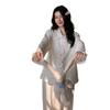 The new pajamas can be worn outside, the Korean version of the women's suit ins style simple pure cotton double-layer yarn breathable lace collar