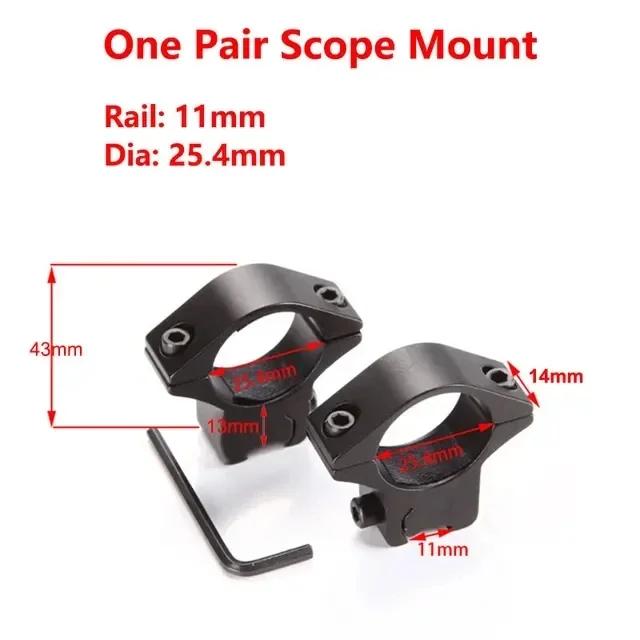1 Pair Hunting Rifle Scope Mounts Ring for Dia 25.4/30mm Tube Scopes 11/20mm Dovetail Picatinny Rail Tactical Flashlight Mount