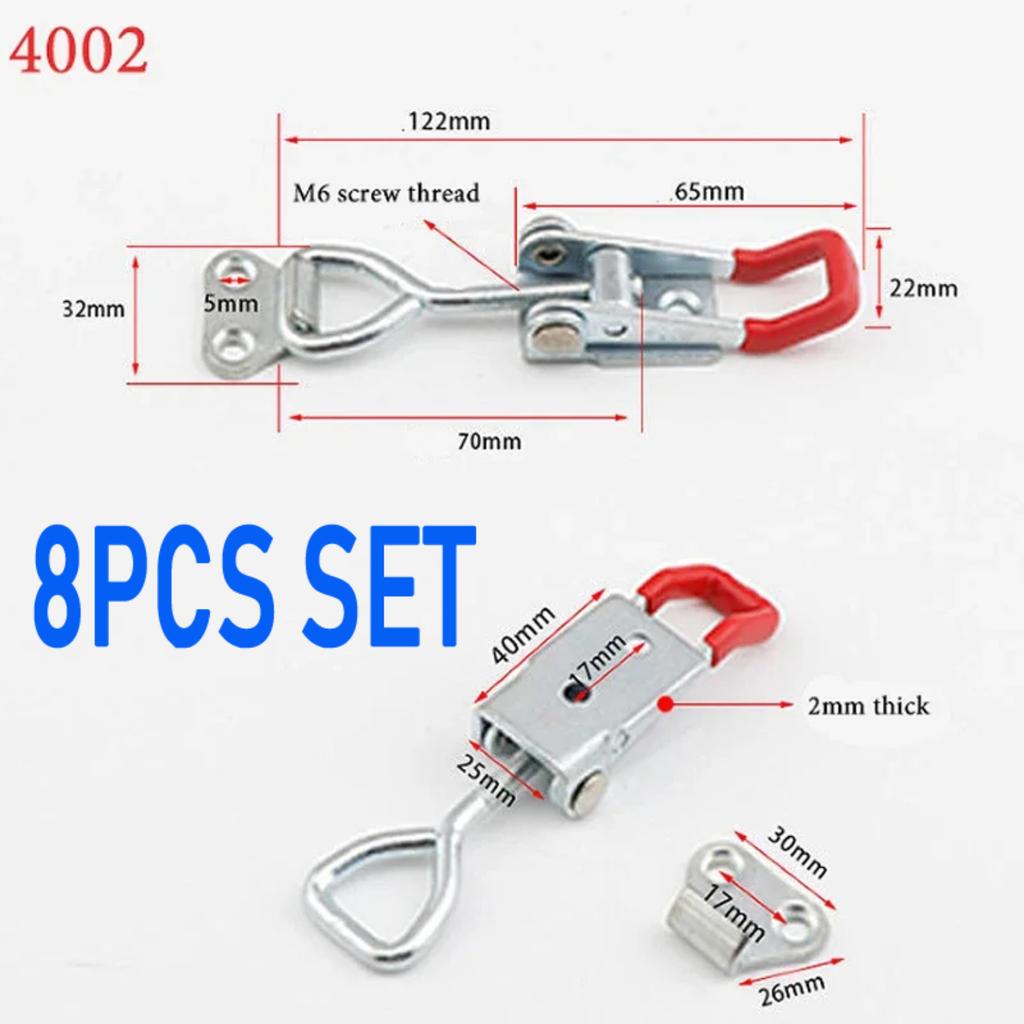 2/4/8 Pcs Drawer Latch Box Lock Clasp Adjustable Deadbolt Hasp Metal Toggle Quick Release Clamp Anti-Slip Push Pull Clamp Tools