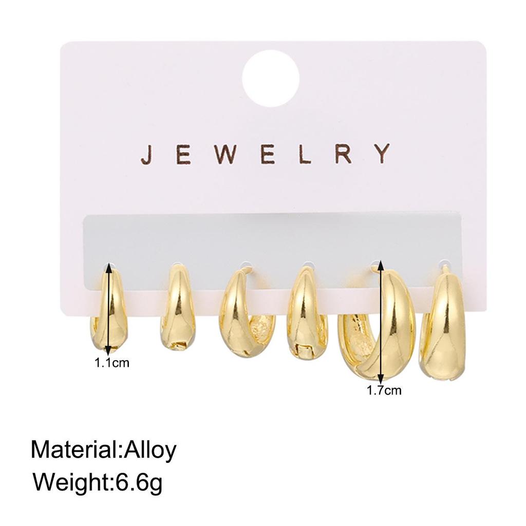 Elegant Minimalist Geometric C-Shaped Earrings Set – 3 Pairs for Women