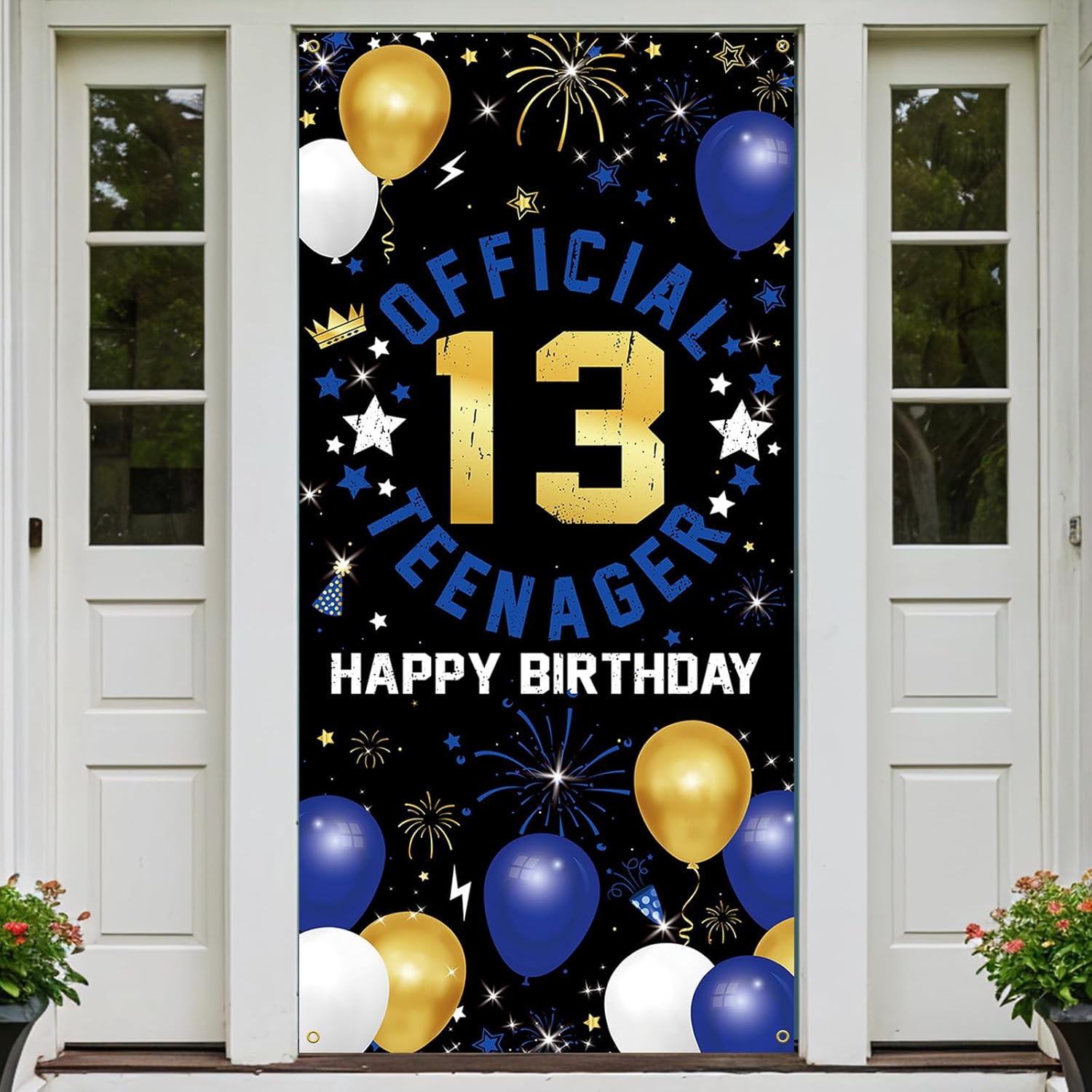 Vicycaty Happy 13th Birthday Decorations for Boys Girls, 13th Birthday Banner Backdrop, Fabric 13 Official Teenager Party Yard Sign Photo Props Door