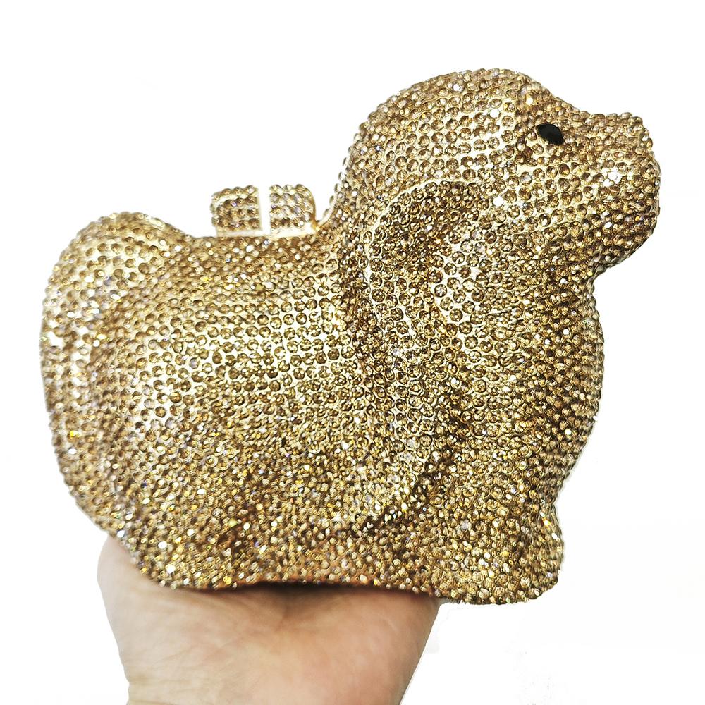 

Puppy Diamond Evening Bag Dog Crystal Handbag Rhinestone Bags Wedding Bridal Purse Luxury Crystal Clutches Women Party Purses 18cmX9cmX6cm