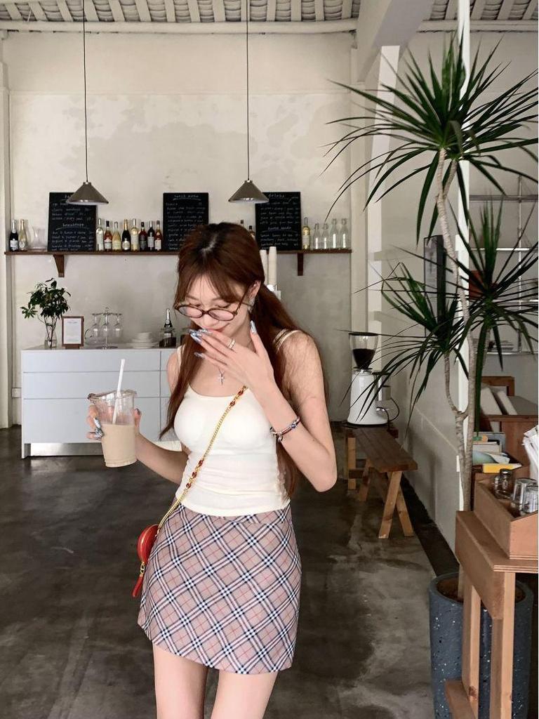 Korean Style Double Strap Slim Fit Camisole for Women – Versatile, No-Pad, Beautiful Back Design