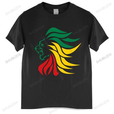 Unisex O-neck Tshirt Fashion Brand T-shirt Black New Unisex T Shirt Rasta Lion Rastafari Jamaica Judah Euro Size