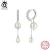 ORSA JEWELS 14K Gold 925 Sterling Silver Dangle Pearl Earrings with Handpicked Natural Baroque Pearl for Women Jewelry GPE126