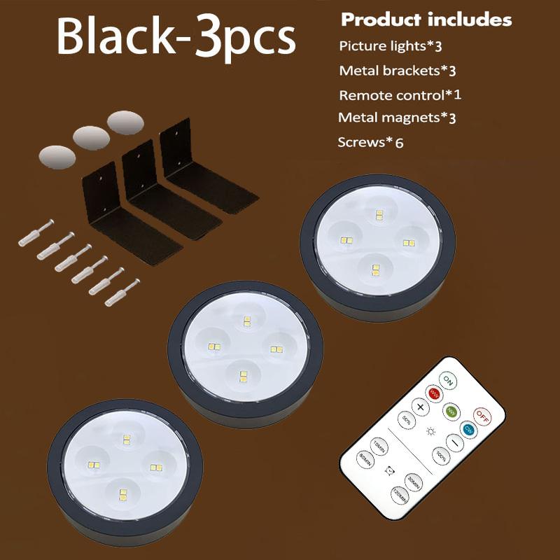 Magnetic Battery Operated LED Picture Light With Remote Dimmable Timer 3 Modes Art Display Lamp Black