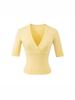 Elegante Camiseta Cruzada en V con Ceñido a la Cintura para Mujer - Capa Base de Manga Corta para Verano