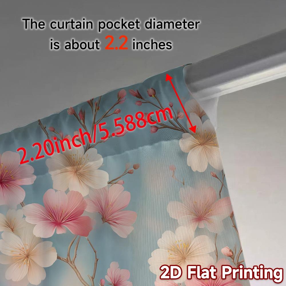 2pcs  Curtains Cherry Blossoms on Blue Popular Creative Curtains Durable 100% Polyester Fabric Curtains Versatile All Decorative