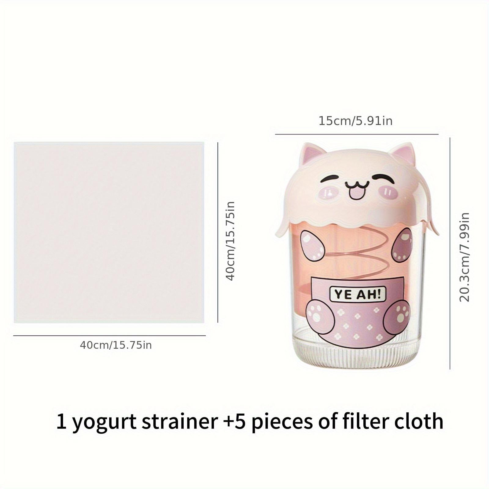 

1 Cat Yogurt Filter and 5 Bags, Can Filter Approximately 33-35 Ounces of Yogurt, Cute Home Essential Rotating Press Quick and Easy Cat Pink