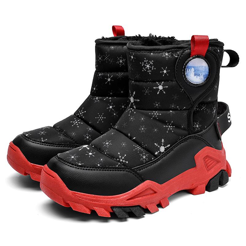 Children's Snow Boots with Thick Waterproof Design, Boys' Anti-slip Cotton Shoes, Girls' Cotton Boots