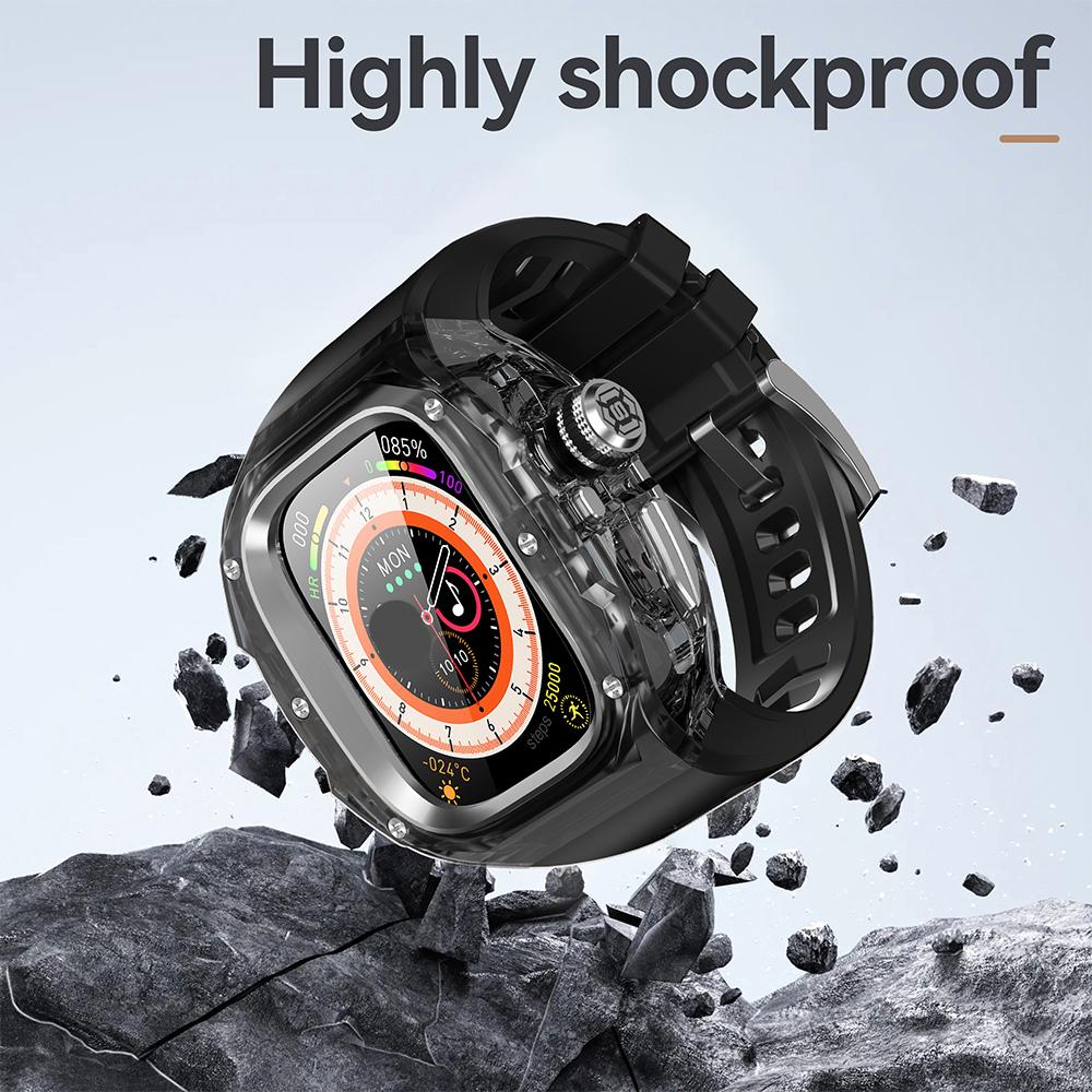 Rubber Modification Kit for Apple Watch Ultra 3 49mm Luxury Transparent Case Band for Iwatch Ultra2 1 49mm Fluororubber Mod Kit