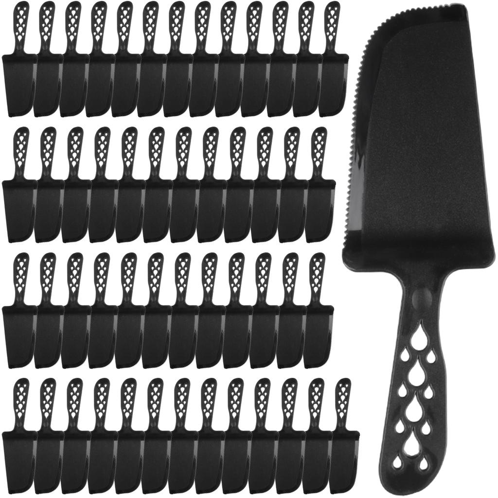 50 PCS Disposable Plastic Cake Cutter and Server Black Cake Plastic Server Cutter Plastic Cake Server Cutting for Pie Tart Cake