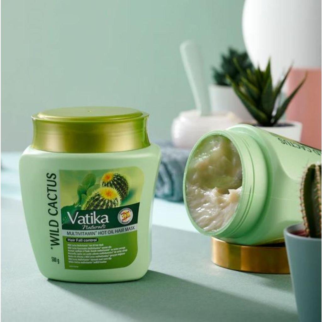 Masque capillaire multivitaminé à l'huile chaude Vatika Wild Cactus - Antichute (Kaktus-Haarkur gegen schwaches & brechendes Haar) 500g