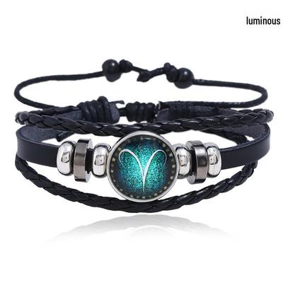 Skórzane bransoletki ze znakiem zodiaku - Europejskie i amerykańskie wielowarstwowe bransoletki DIY dla par