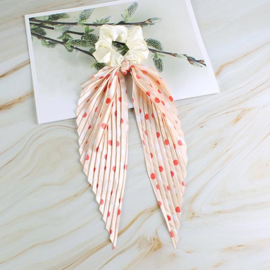 Hair Rope Dot Print Handmade Pleated Ribbon Hair Tie No Damage High Elasticity Ponytail Holder Daily Hair Accessory