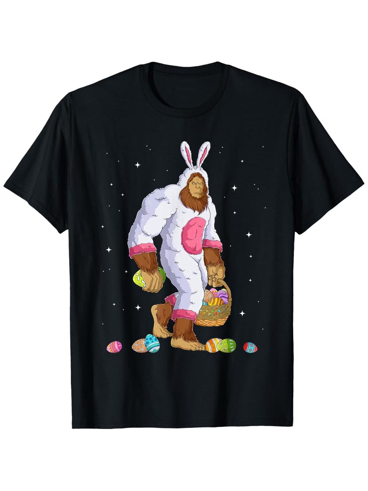 Funny Sasquatch Happy Easter Bunny Eggs T-Shirt Funny Text And Humorous Images T XL
