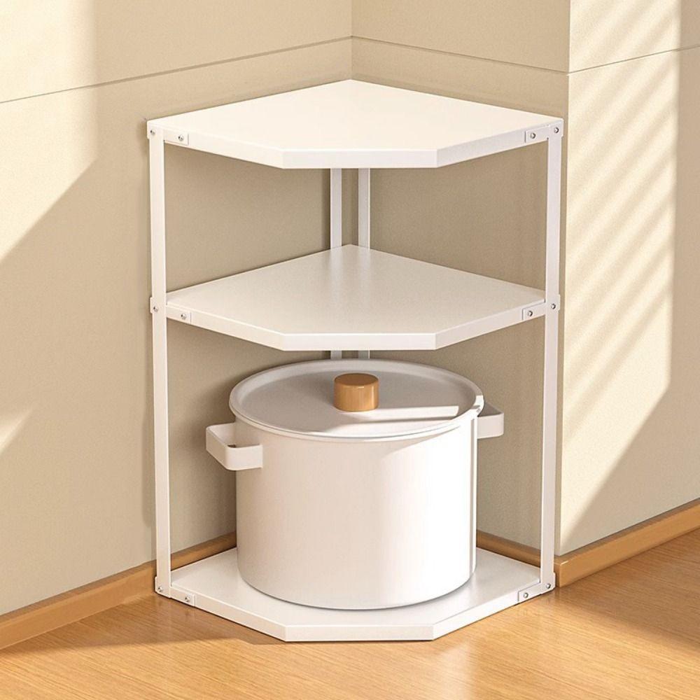 2/3 Tier Corner Pot Storage Rack Space Saving Pots and Pans Organizer  Kitchen