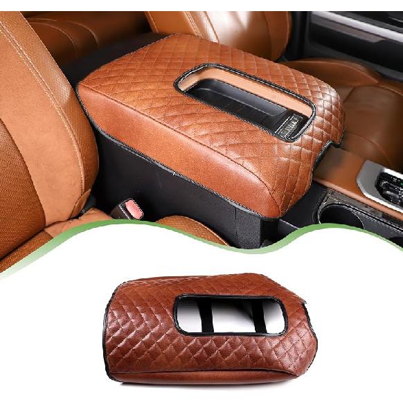LLKUANG Car Center Console Armrest Cover Pad Fit for Toyota Tundra 2007-2021 Waterproof Leather Seat Armrest Box Cushion Pad Protector (Carbon Fiber