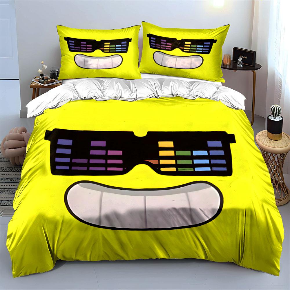 Stylish Dj Sunglasses Smiley 3Pcs Bedding Set Soft  Bed Set For Boys Girls Bedroom,Multiple Sizes