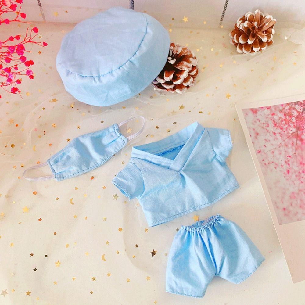20cm Cotton Uniform Suit Plush Doll Pants Tops Doll White Coat Clothes for Idol Dolls Fashion Doctor Surgical Clothing