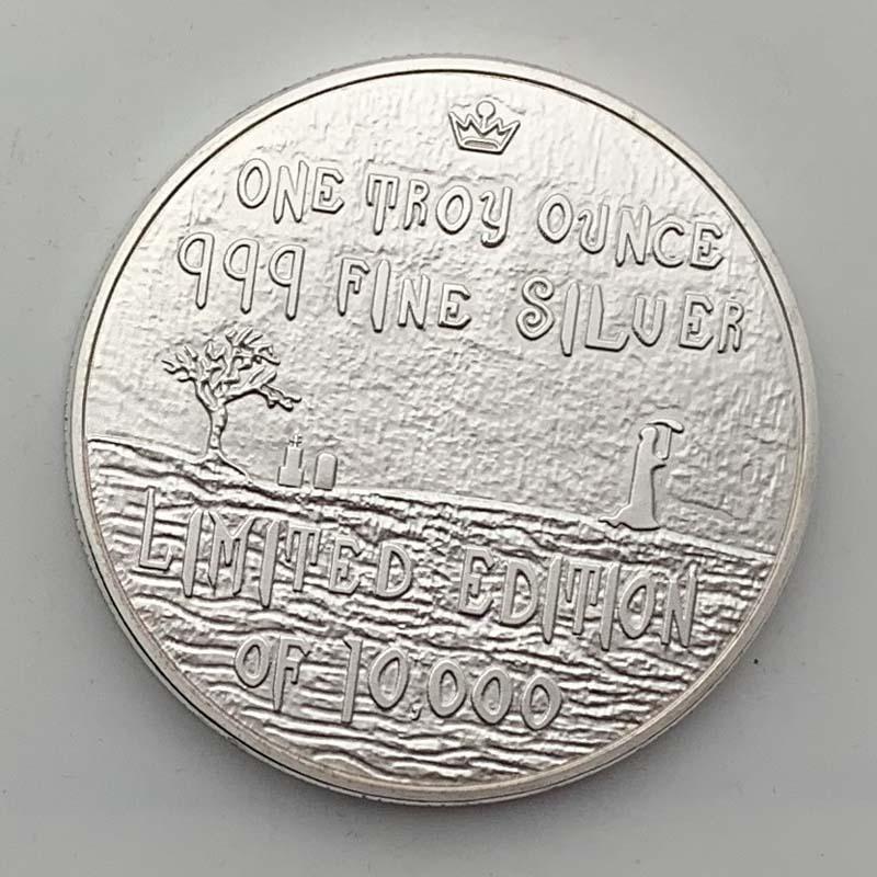 Halloween in Europa und Amerika, Zauberer, Skelette, versilberte bemalte Gedenkmünzen, Reliefs, Krieger, Krieger, Dunkle Ritter Münzen