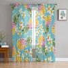 Yellow Pineapple Fruit Flower Tulle Curtains Living Room Bedroom Decoration Transparent Chiffon Voile Window Curtain Light Filtering For Polyester