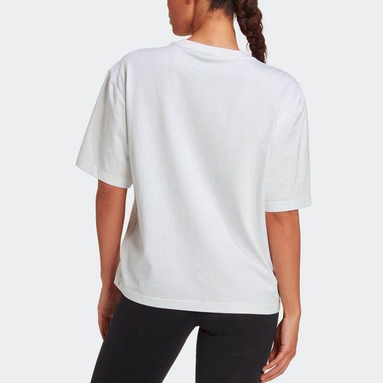 Adidas T Shirts Women's White Crew Neck Moderate Straight Fit HC6358