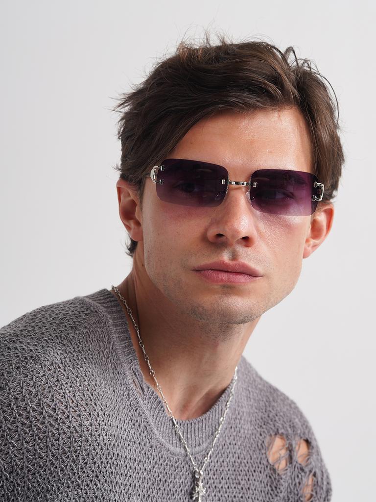 Ruiao  rimless sunglasses UV400 fashion square metal glasses for men women designer man's brand sun shades for outdoor