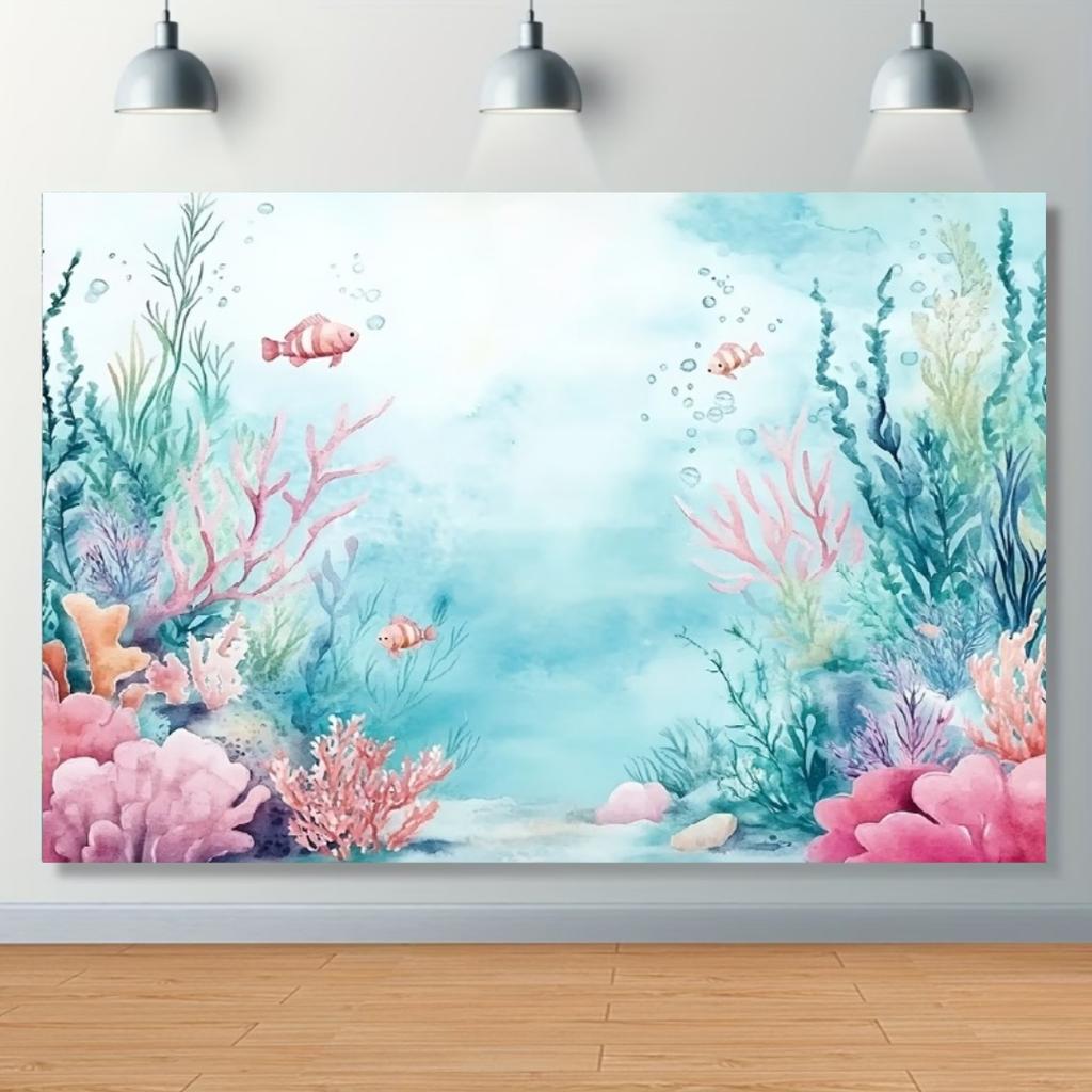 Mermaid Backdrop Girls Princess Birthday Party Decoration Background Under The Sea Photography Supplies Kids Baby Shower Banner